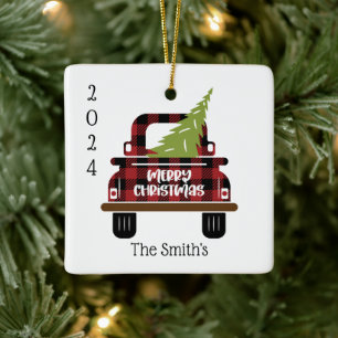 Rustic Keepsake Christmas Ceramic Ornament