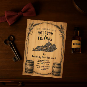 Rustic Kentucky Bourbon Themed Party Invitation