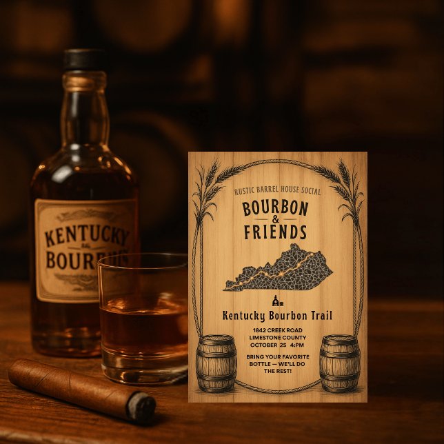 Rustic Kentucky Bourbon Themed Party Invitation (Creator Uploaded)