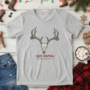 Rustic Kid's Deer Head Reindeer Skull Antlers Tri-Blend Shirt