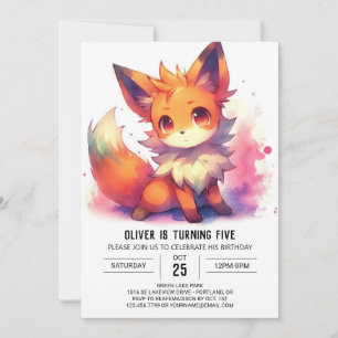 Rustic Kids Fox Birthday Invitation