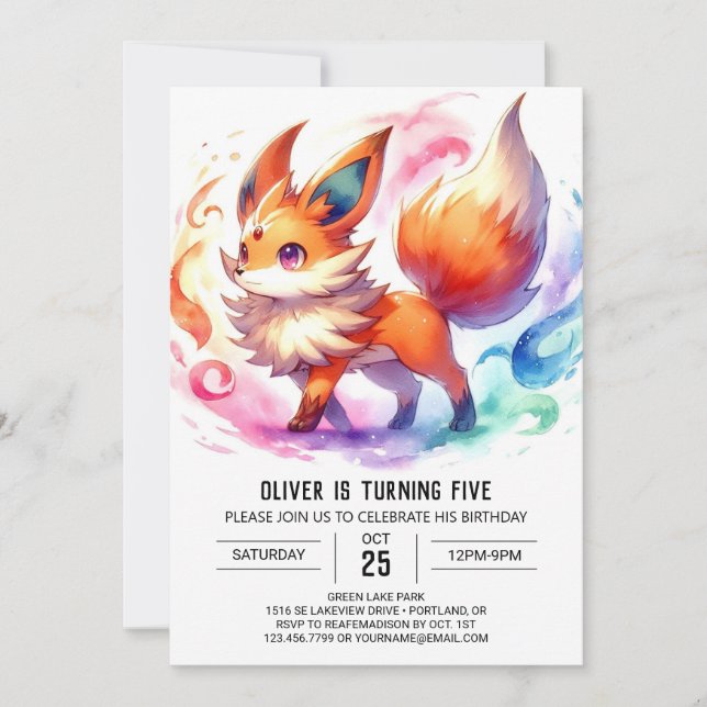 Rustic Kids Fox Birthday Invitation (Front)