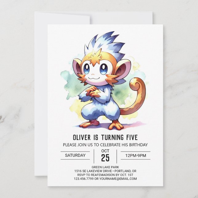Rustic Kids Monkey Birthday Invitation (Front)