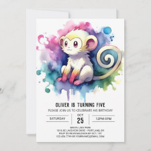 Rustic Kids Monkey Birthday Invitation