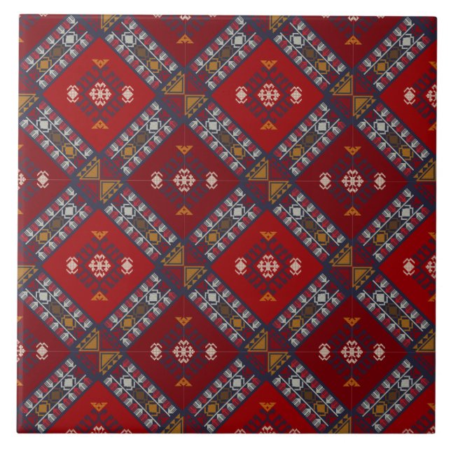 Rustic Kilim Pattern Home Decor Tile (Front)