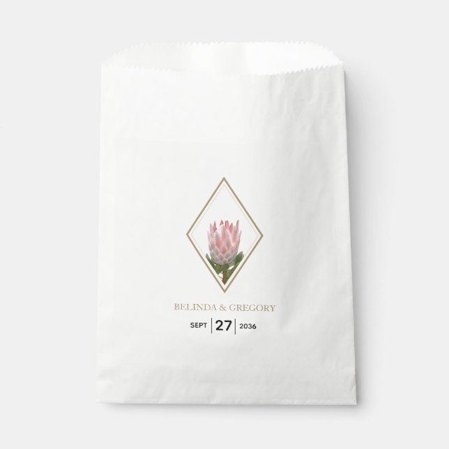 Rustic King Protea Wedding   Favour Bags (Front)