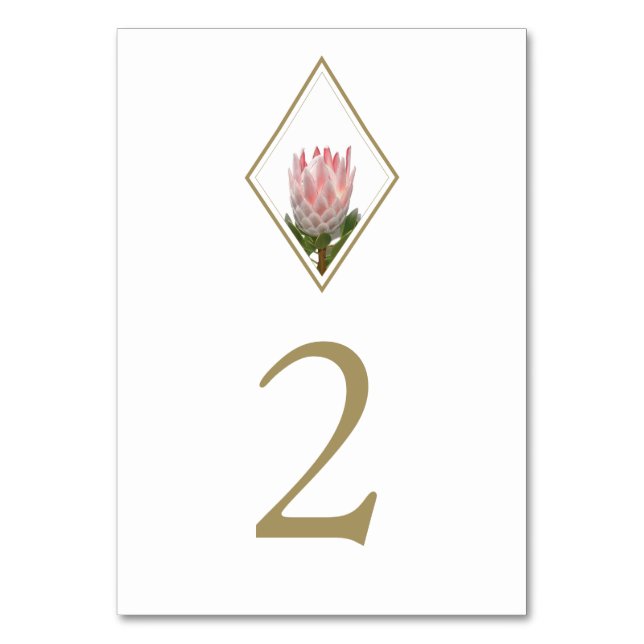 Rustic King Protea Wedding Table Number (Front)