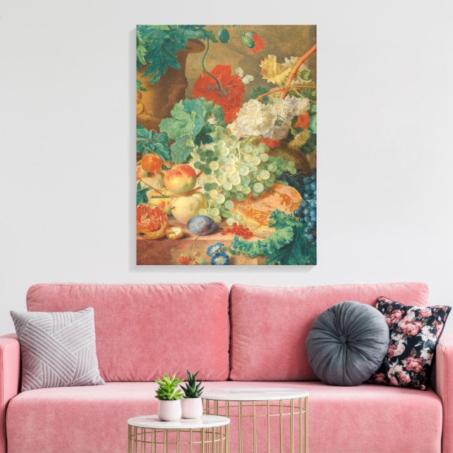 Rustic Kitchen Art Vintage Fruit Flower Print (Insitu(LivingRoom))