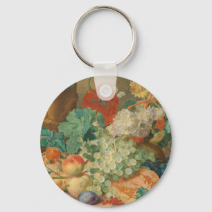 Rustic Kitchen Art Vintage Fruit Flower Print Key Ring