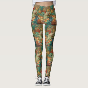 Rustic Kitchen Art Vintage Fruit Flower Print Leggings