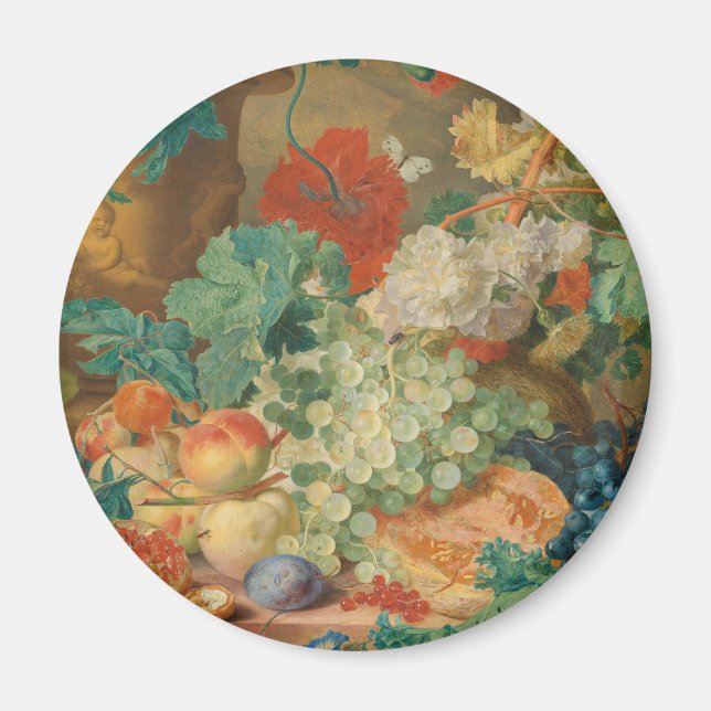 Rustic Kitchen Art Vintage Fruit Flower Print Magnet (Front)