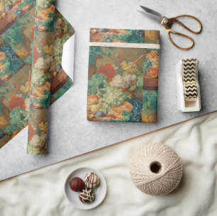 Rustic Kitchen Art Vintage Fruit Flower Print Wrapping Paper