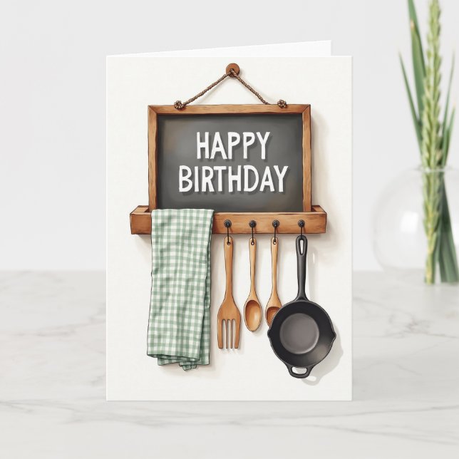 Rustic Kitchen Birthday Card (Front)