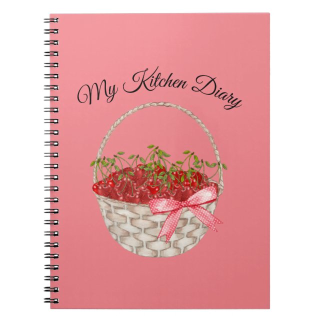 Rustic Kitchen Cookbook Personalised Pastel Cherry Notebook (Front)
