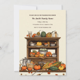 Rustic Kitchen Thanksgiving Dinner Invitation