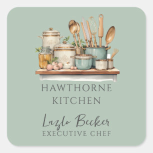 Rustic Kitchenware Caterer Green Product Labels