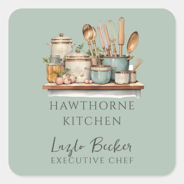 Rustic Kitchenware Caterer Green Product Labels (Front)
