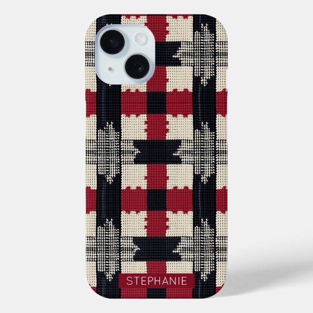 Rustic Knit Snowflake Plaid - Cosy Winter Boho Case-Mate iPhone Case (Back)