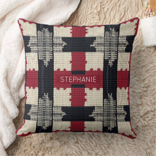 Rustic Knit Snowflake Plaid - Cosy Winter Boho Cushion