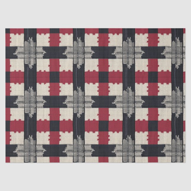 Rustic Knit Snowflake Plaid - Cosy Winter Boho Tissue Paper (Front)