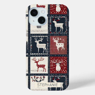Rustic Knitted Patchwork Pattern Nordic iPhone 15 Case