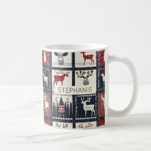 Rustic Knitted Patchwork Pattern Nordic Coffee Mug