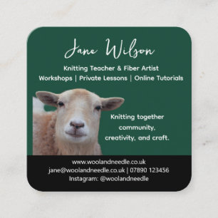 Rustic Knitting Teacher Business Card Wool Yarn