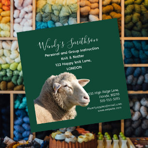 Rustic Knitting Teacher Business Card   Wool Yarn 