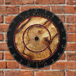 Rustic Knotted Wood Custom Family Name Est Date Dartboard<br><div class="desc">Rustic while still elegant,  this knotted mid tone wood design with black and burgundy accents make a stylish gift for anyone who enjoys playing darts. Add your own custom family name,  established date,  or other text to this classy and timeless dartboard.</div>