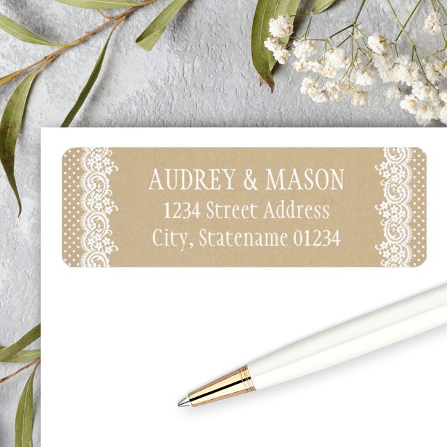 Rustic Kraft and Lace Wedding Return Address (Creator Uploaded)