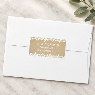 Rustic Kraft and Lace Wedding Return Address Label