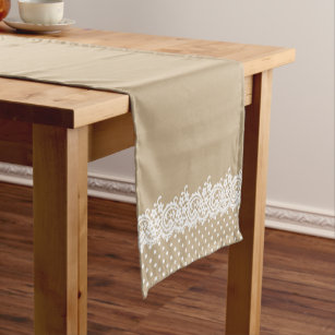 Rustic Kraft and Lace Wedding Short Table Runner