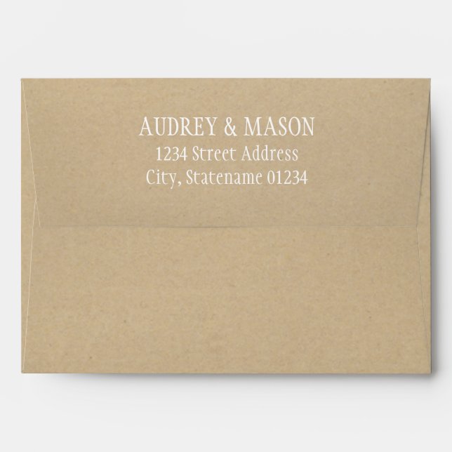 Rustic Kraft and White Wedding Return Address Envelopes (Back (Top Flap))