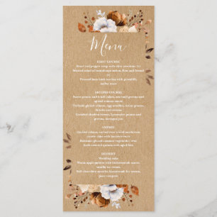 Rustic Kraft Autumn Fall Floral Wedding Menu