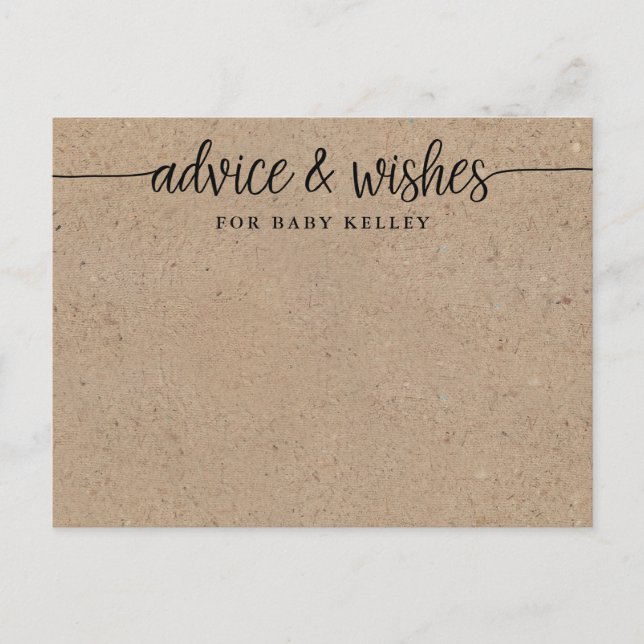 Rustic Kraft Baby Shower Advice and Wishes Card (Front)