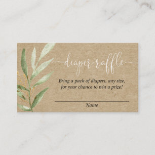 Rustic kraft baby shower diaper raffle cards