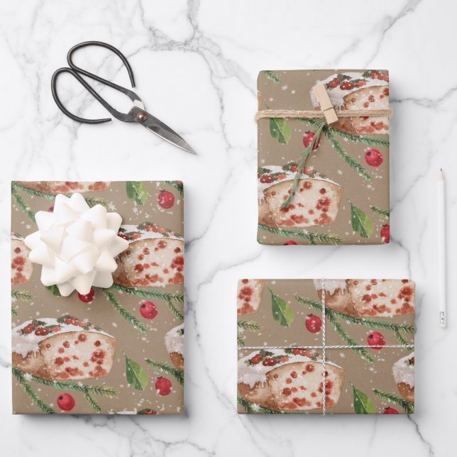 Rustic Kraft Baking Cranberry Lemon Loaf Cake Wrapping Paper Sheet (Front)