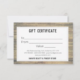 Rustic Kraft Beach Wash Custom Gift Certificate 
