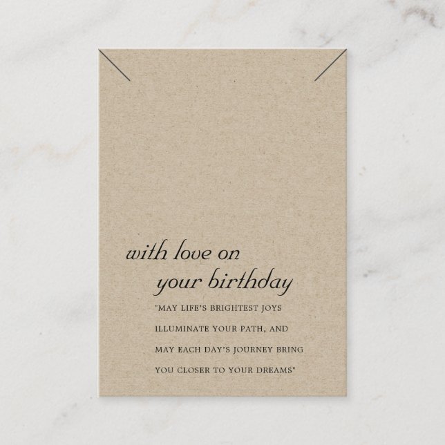 RUSTIC KRAFT BIRTHDAY GIFT NECKLACE DISPLAY CARD (Front)