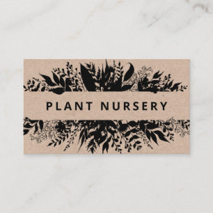 Rustic Kraft Black Bouquet Homegrown Plant Nursery Business Card