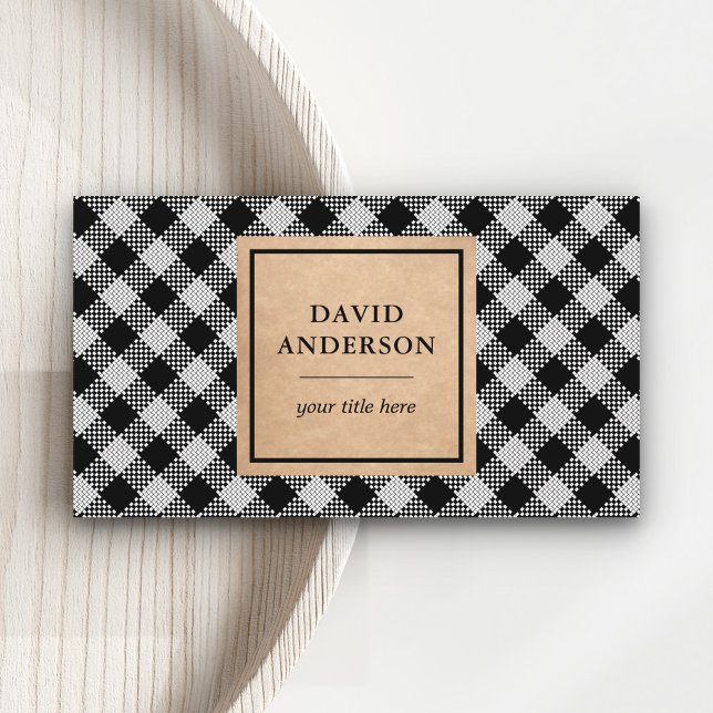 Rustic Kraft Black Buffalo Plaid Lumberjack Business Card (Creator Uploaded)