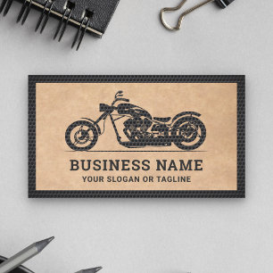 Rustic Kraft Black Motorbike Motorcycle Mechanic Business Card