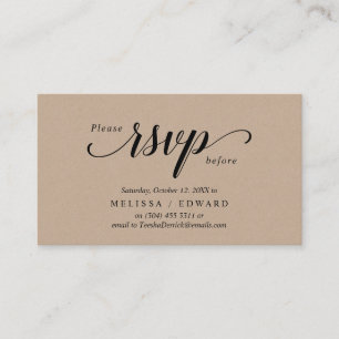 Rustic Kraft, Black Script, RSVP respond Enclosure Card