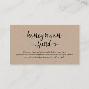 Rustic kraft black script, Wedding Honeymoon Fund Enclosure Card