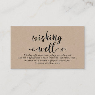 Rustic kraft black script, Wedding Wishing Well Enclosure Card