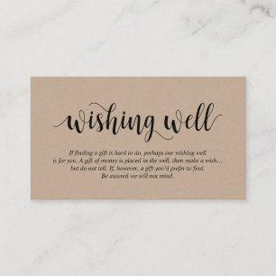 Rustic Kraft, Black Script, Wedding Wishing Well Enclosure Card