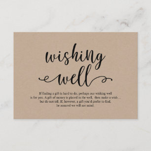 Rustic kraft black script, Wedding Wishing Well Enclosure Card