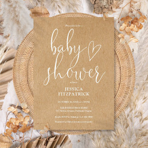 Rustic Kraft Boho Gender Neutral Baby Shower Invitation