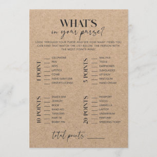 Rustic Kraft Bridal Shower Whats In Your Purse