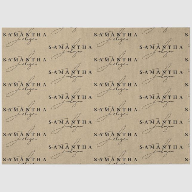 Rustic Kraft Brown Signature Script  Tissue Paper (Front)